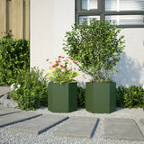 Garden Planter 2 pcs Olive Green Hexagon 46x40x45 cm Steel