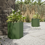 Garden Planter 2 pcs Olive Green Hexagon 46x40x45 cm Steel