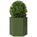 Garden Planter 2 pcs Olive Green Hexagon 46x40x45 cm Steel