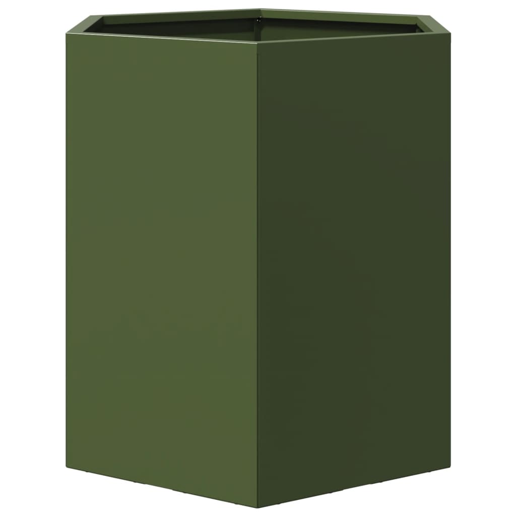 Garden Planter 2 pcs Olive Green Hexagon 46x40x45 cm Steel