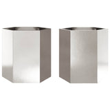 Garden Planter 2 pcs Hexagon 46x40x45 cm Stainless Steel