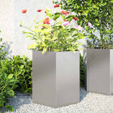 Garden Planter 2 pcs Hexagon 46x40x45 cm Stainless Steel