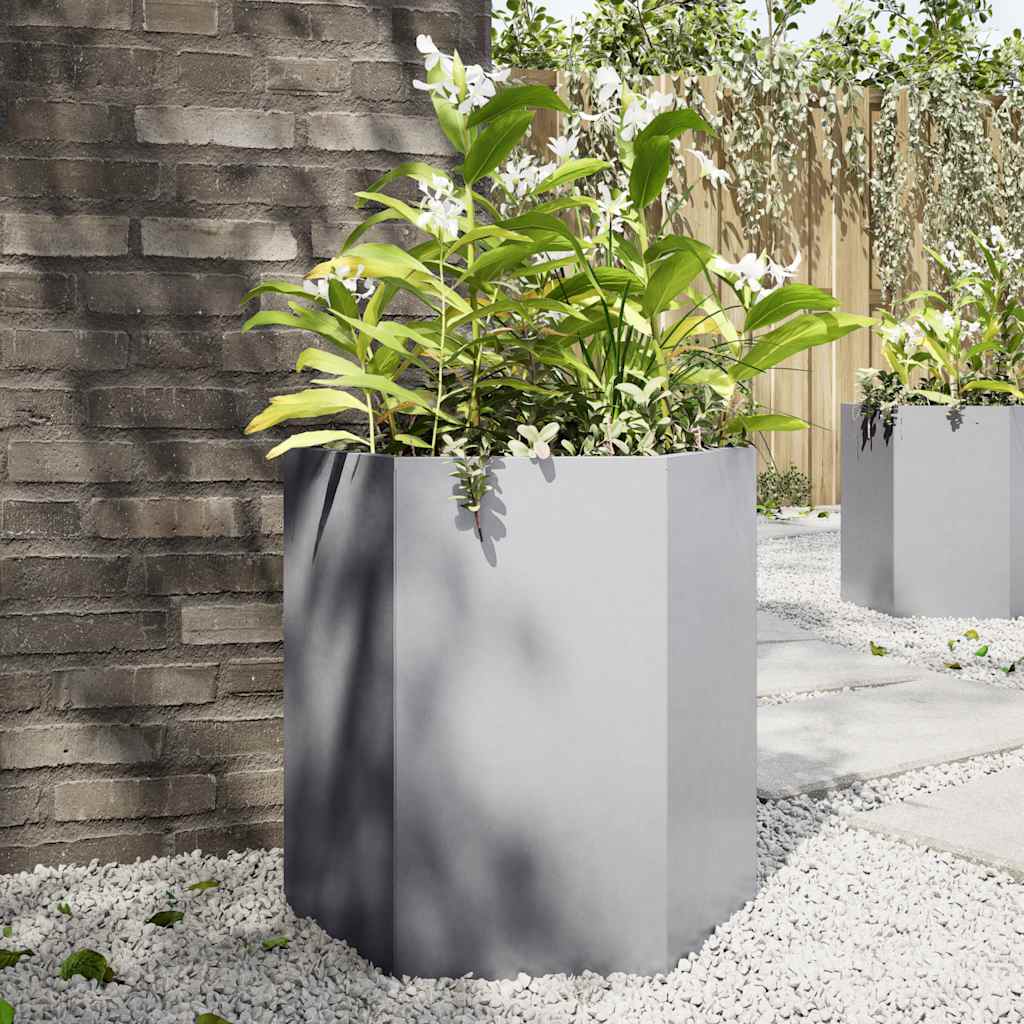 Garden Planter Hexagon 46x40x45 cm Galvanized Steel