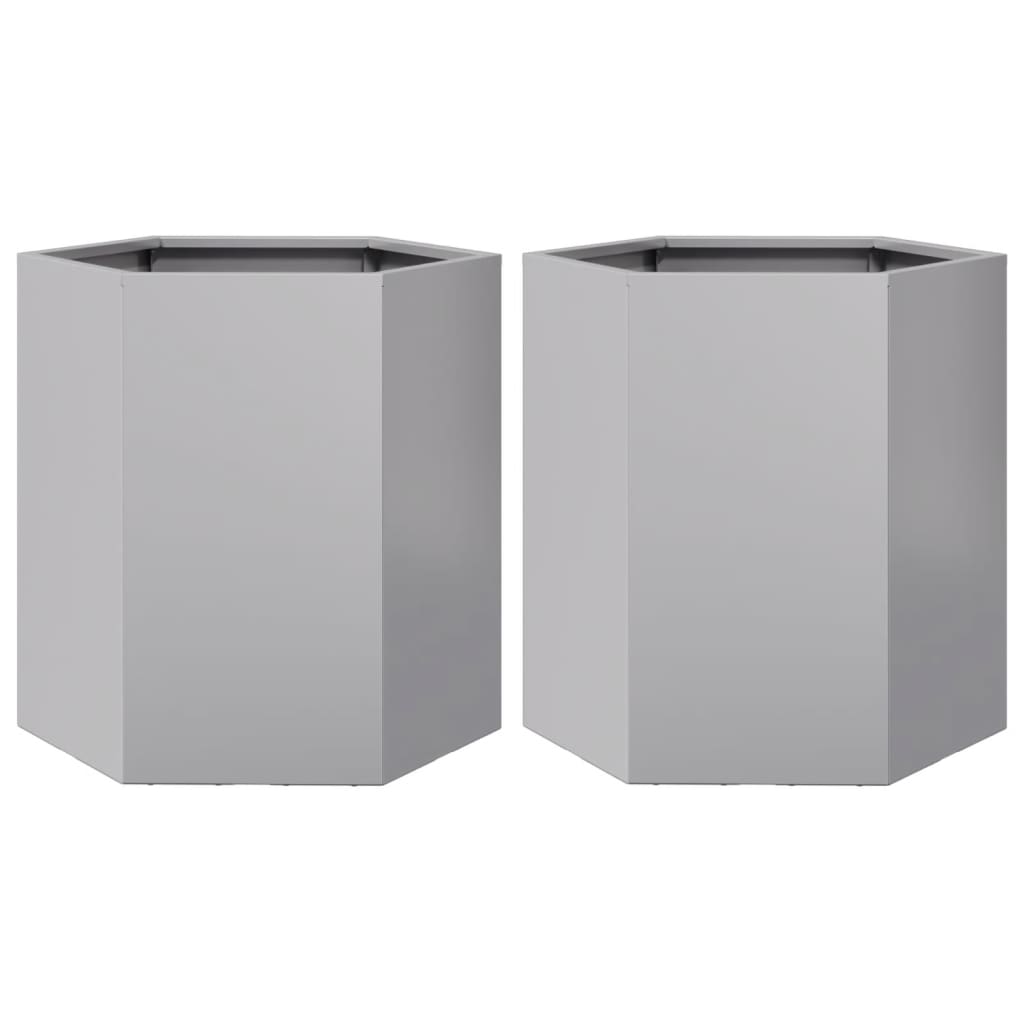 Garden Planter 2 pcs Hexagon 46x40x45 cm Galvanized Steel