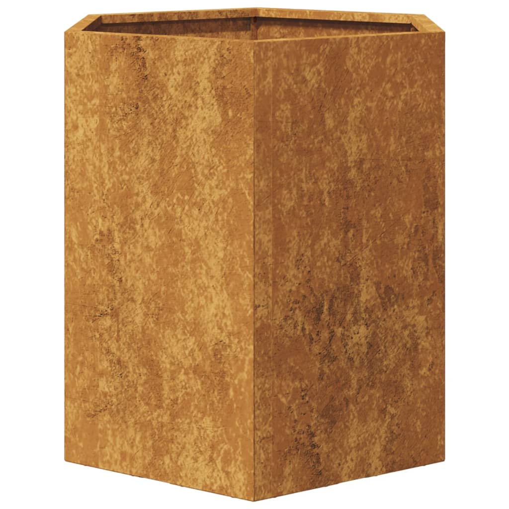 Garden Planter Hexagon 46x40x45 cm Weathering Steel