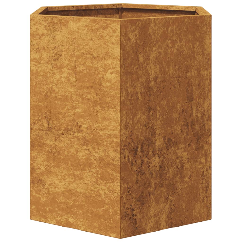 Garden Planter Hexagon 46x40x45 cm Weathering Steel