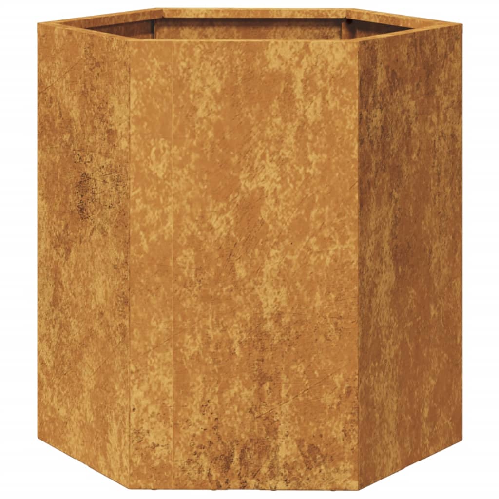 Garden Planter Hexagon 46x40x45 cm Weathering Steel