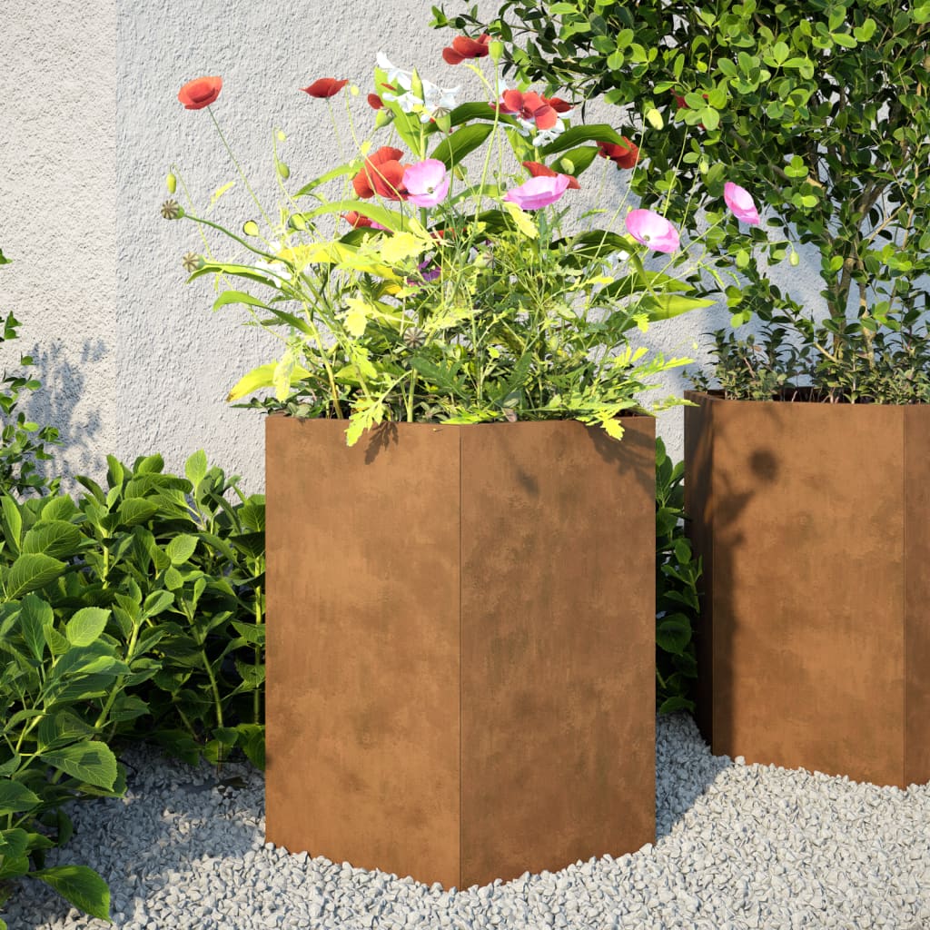 Garden Planter Hexagon 46x40x45 cm Weathering Steel