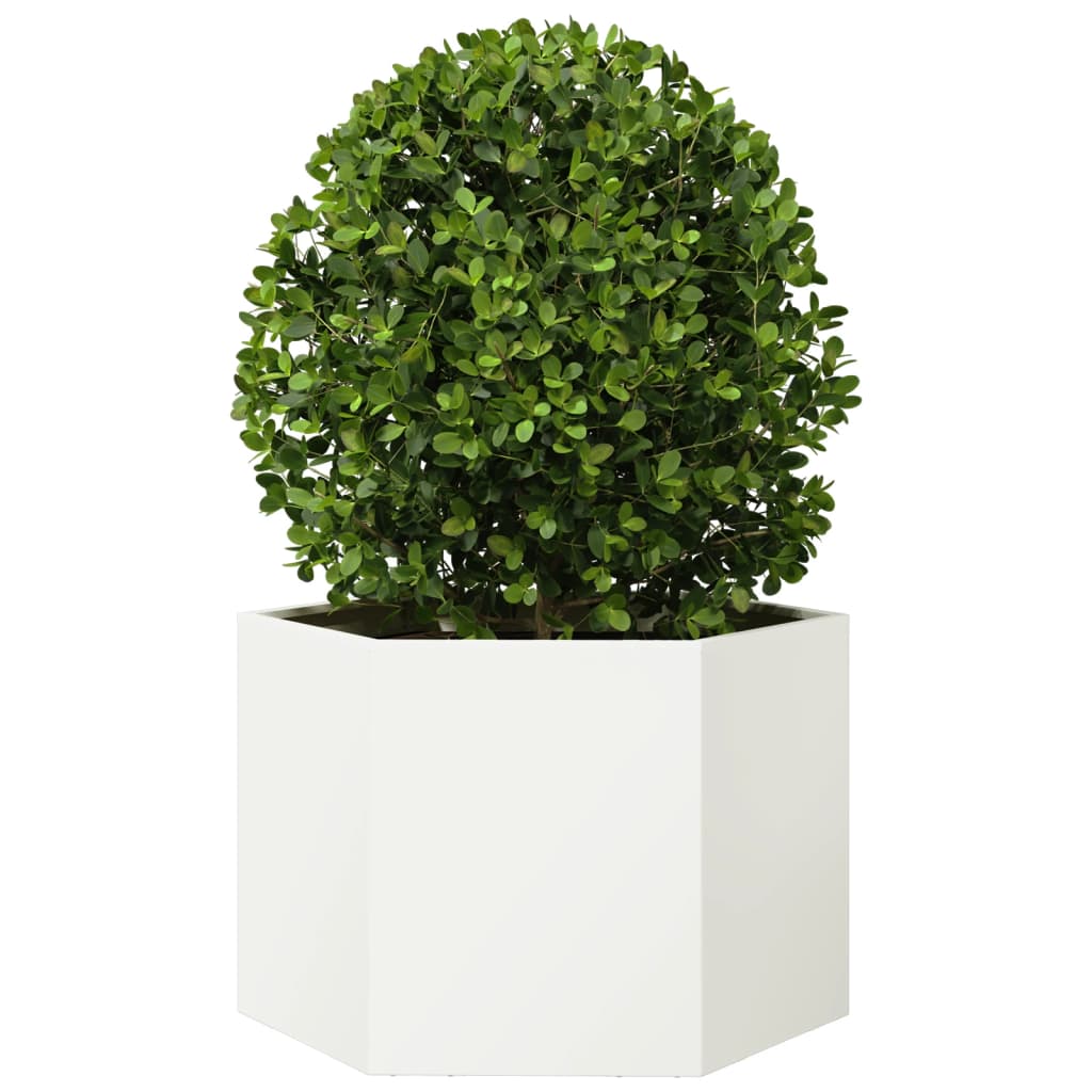 Garden Planter White Hexagon 69x60x45 cm Steel