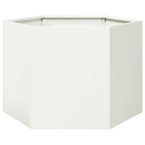 Garden Planter White Hexagon 69x60x45 cm Steel