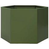 Garden Planter Olive Green Hexagon 69x60x45 cm Steel