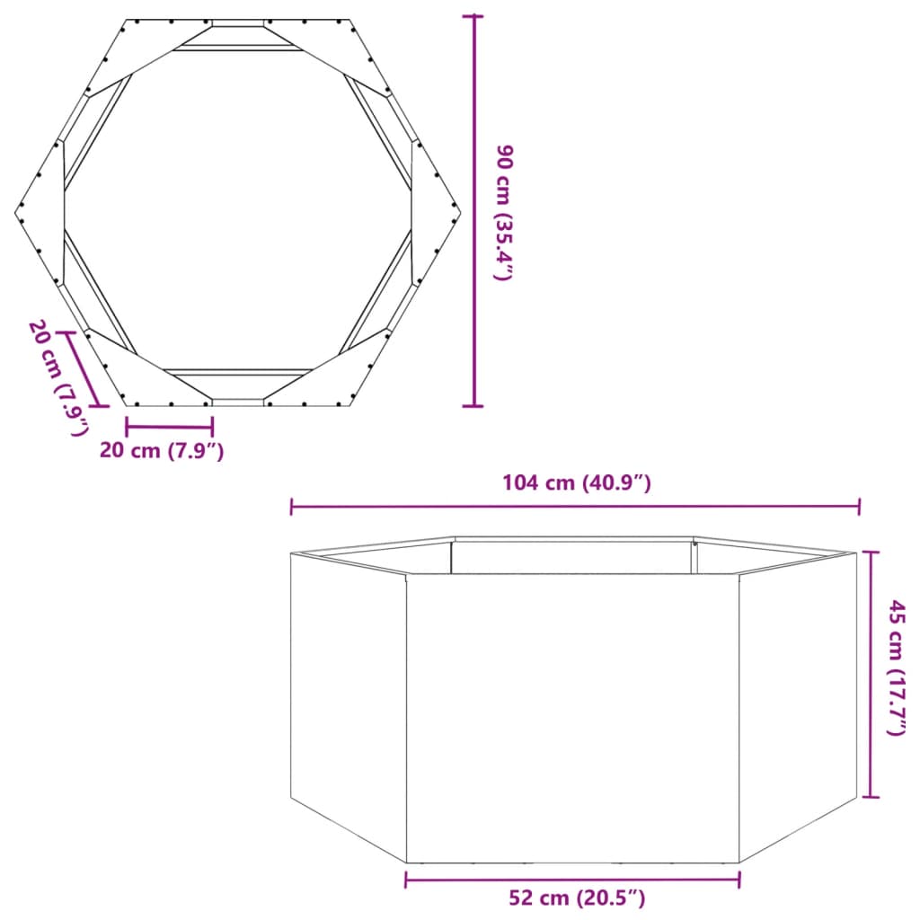 Garden Planter Anthracite Hexagon 104x90x45 cm Steel