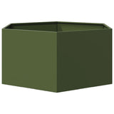 Garden Planter Olive Green Hexagon 104x90x45 cm Steel