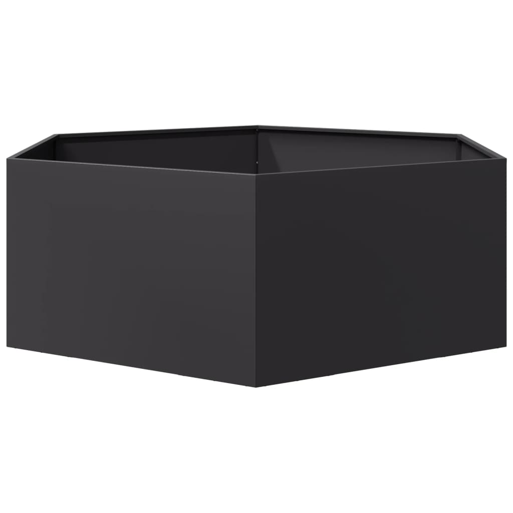 Garden Planter Black Hexagon 138x120x45 cm Steel