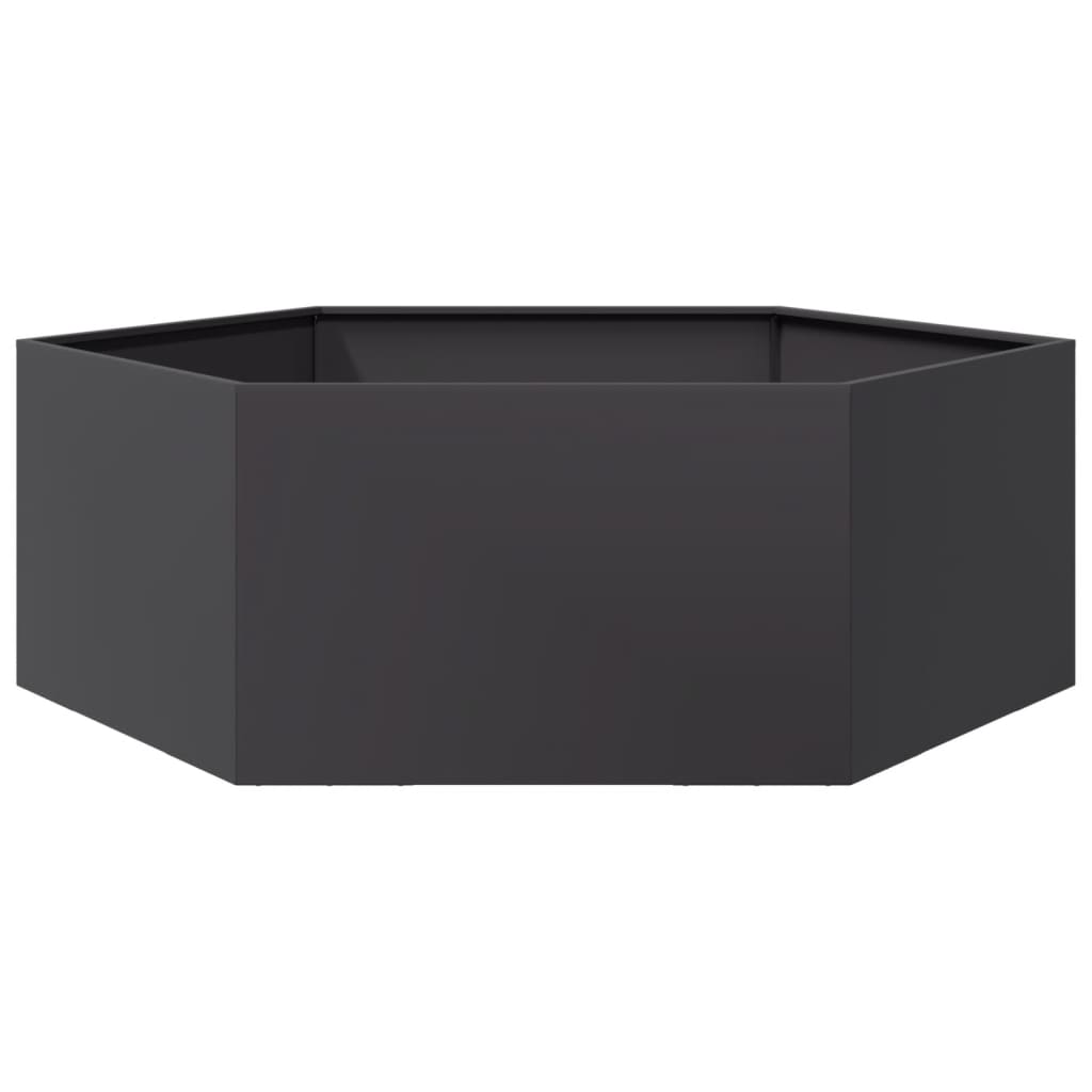 Garden Planter Black Hexagon 138x120x45 cm Steel