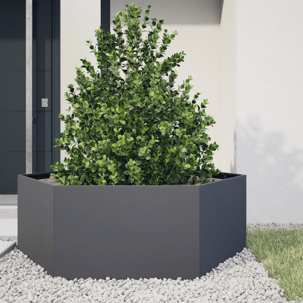 Garden Planter Anthracite Hexagon 138x120x45 cm Steel