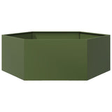 Garden Planter Olive Green Hexagon 138x120x45 cm Steel