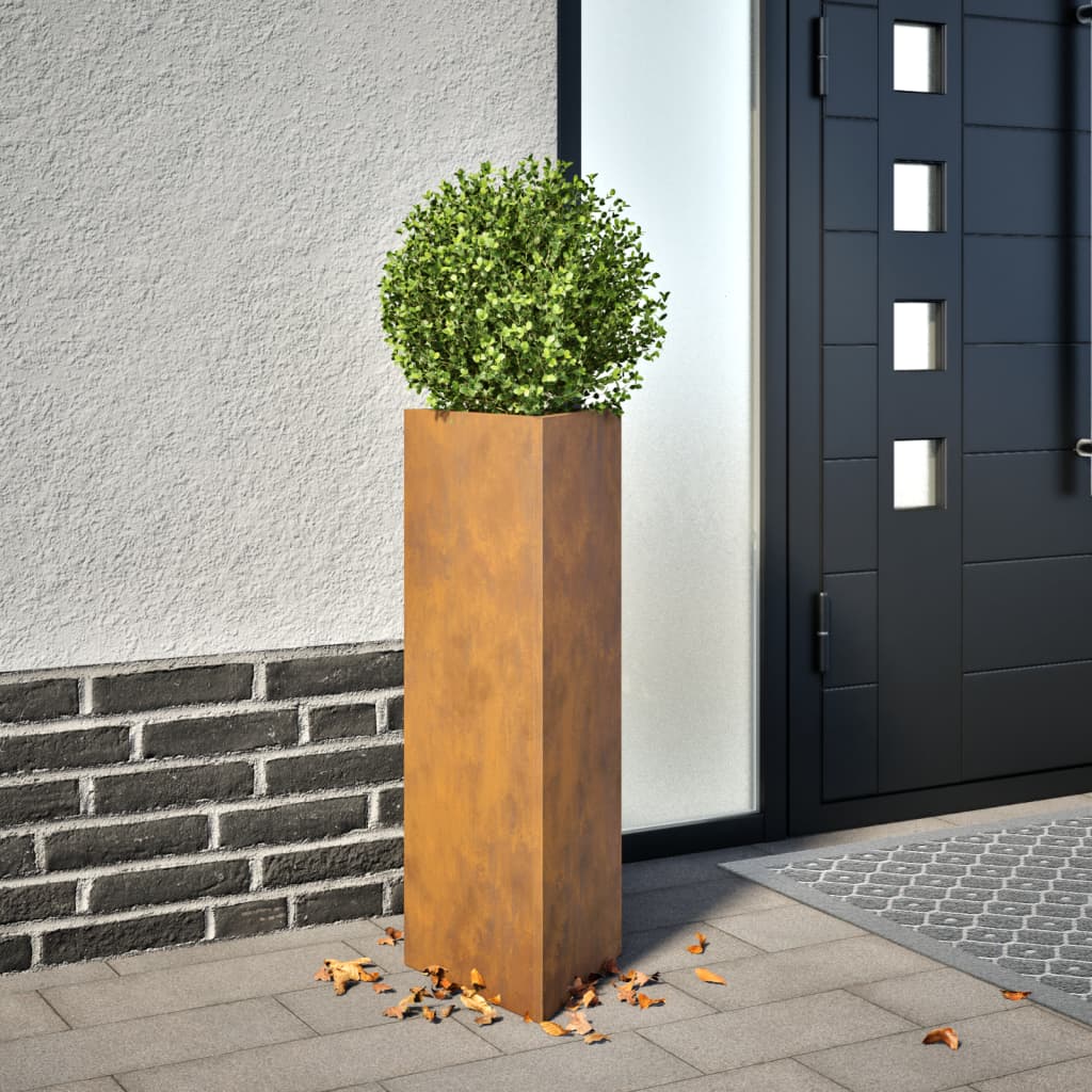 Garden Planter Triangular 30x26x75 cm Weathering Steel