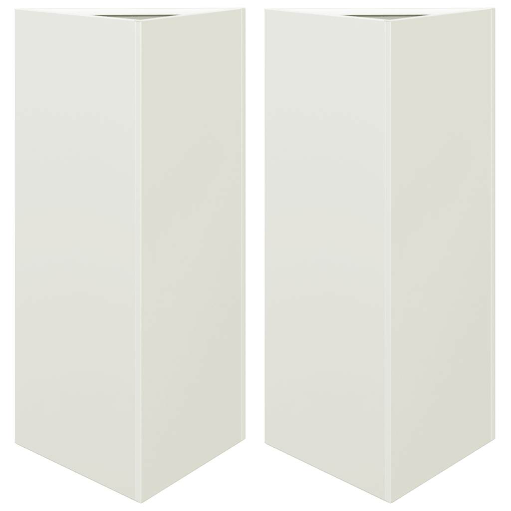 Garden Planters 2 pcs White Triangular 40x34.5x70 cm Steel