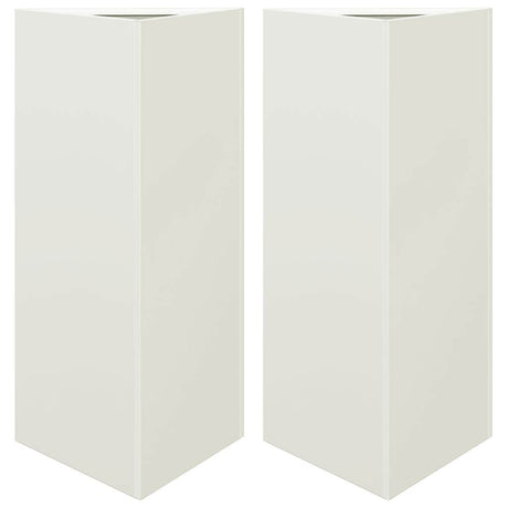 Garden Planters 2 pcs White Triangular 40x34.5x70 cm Steel