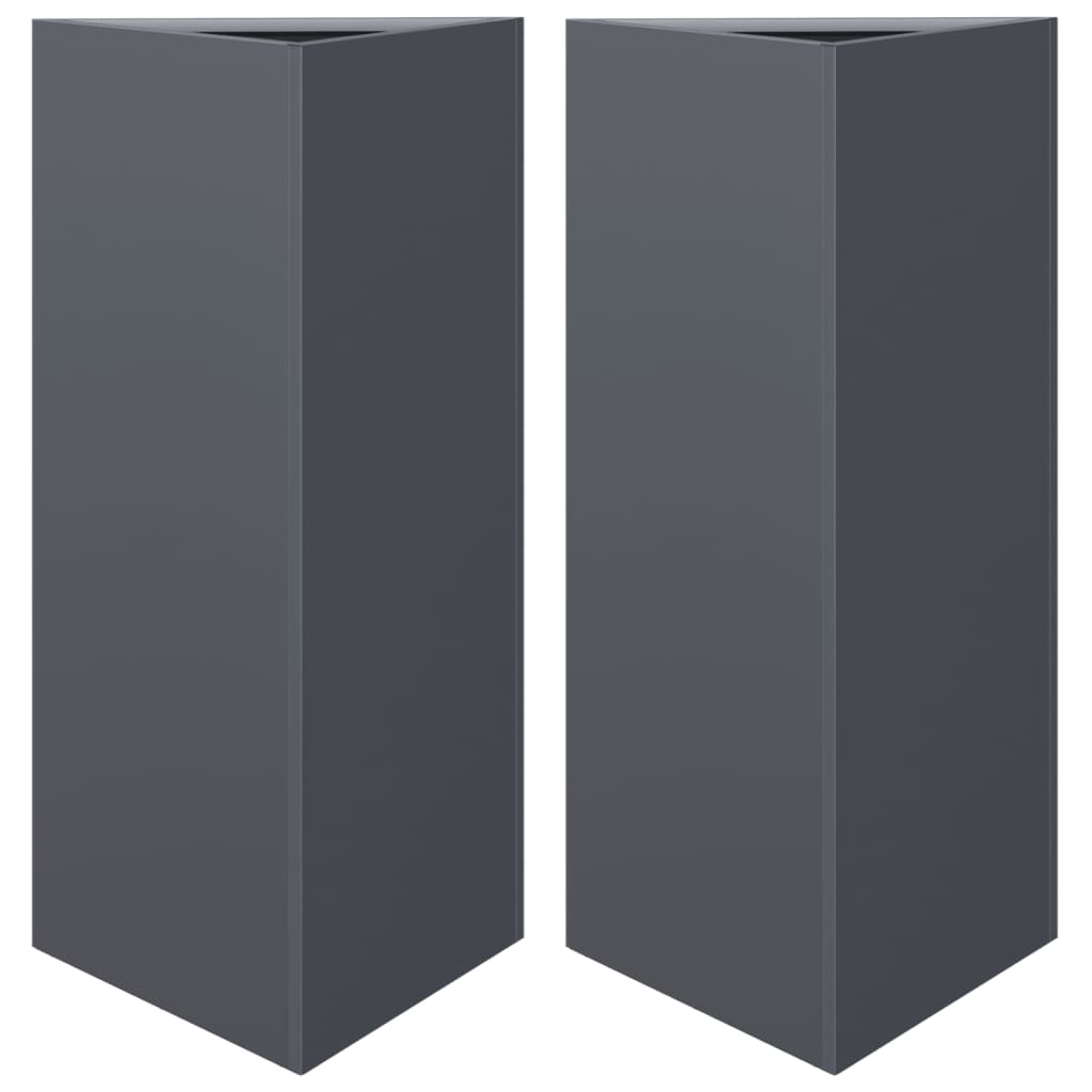 Garden Planters 2 pcs Anthracite Triangular 40x34.5x70 cm Steel