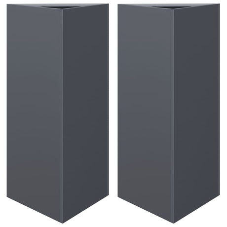 Garden Planters 2 pcs Anthracite Triangular 40x34.5x70 cm Steel