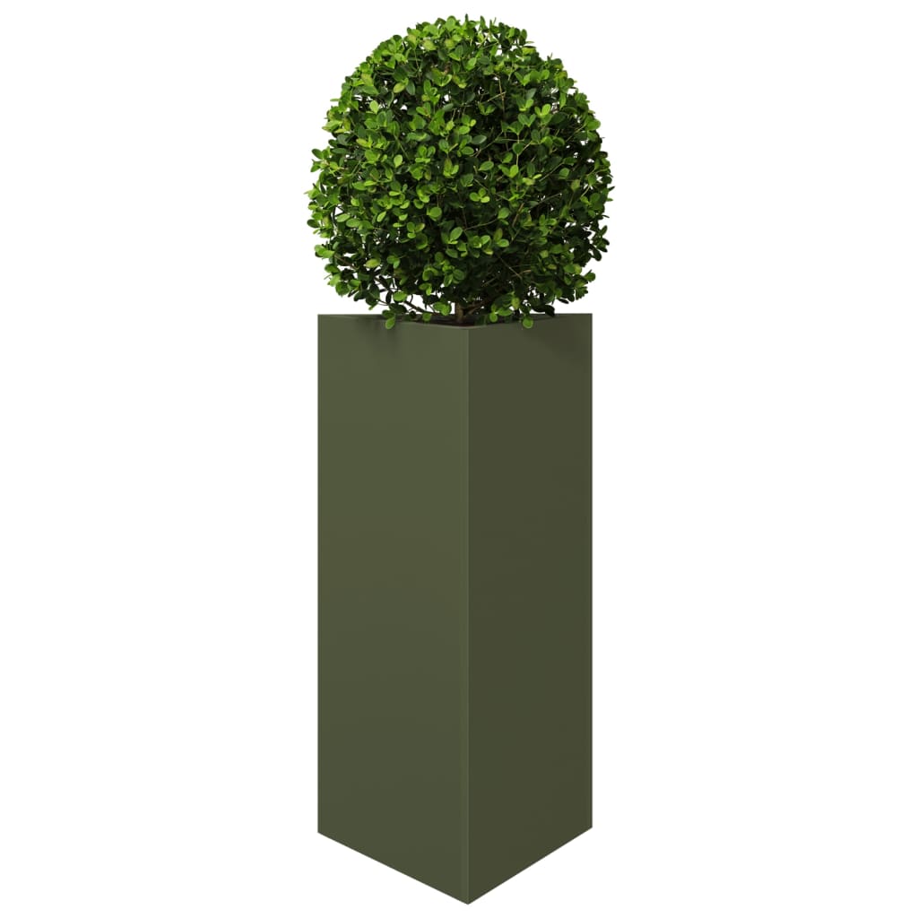 Garden Planter Olive Green Triangular 40x34.5x70 cm Steel