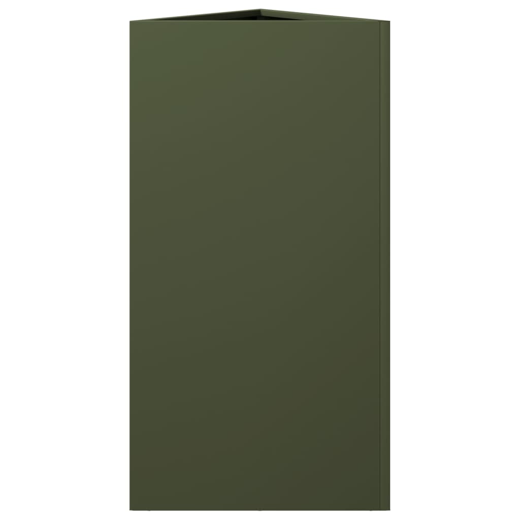 Garden Planter Olive Green Triangular 40x34.5x70 cm Steel