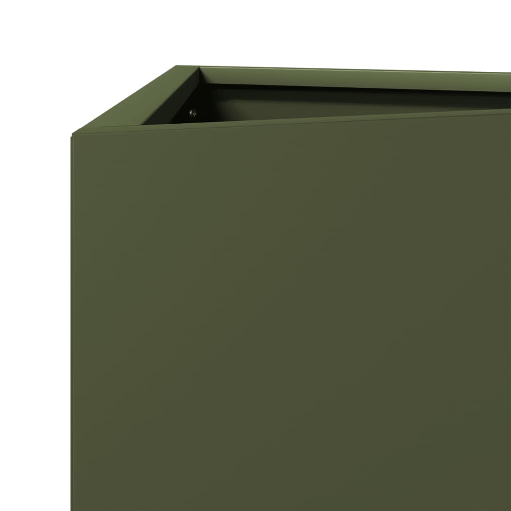 Garden Planter Olive Green Triangular 40x34.5x70 cm Steel