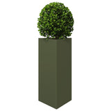 Garden Planters 2 pcs Olive Green Triangular 40x34.5x70 cm Steel