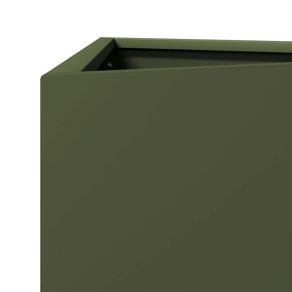 Garden Planters 2 pcs Olive Green Triangular 40x34.5x70 cm Steel