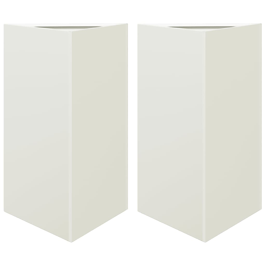 Garden Planters 2 pcs White Triangular 50x43x75 cm Steel