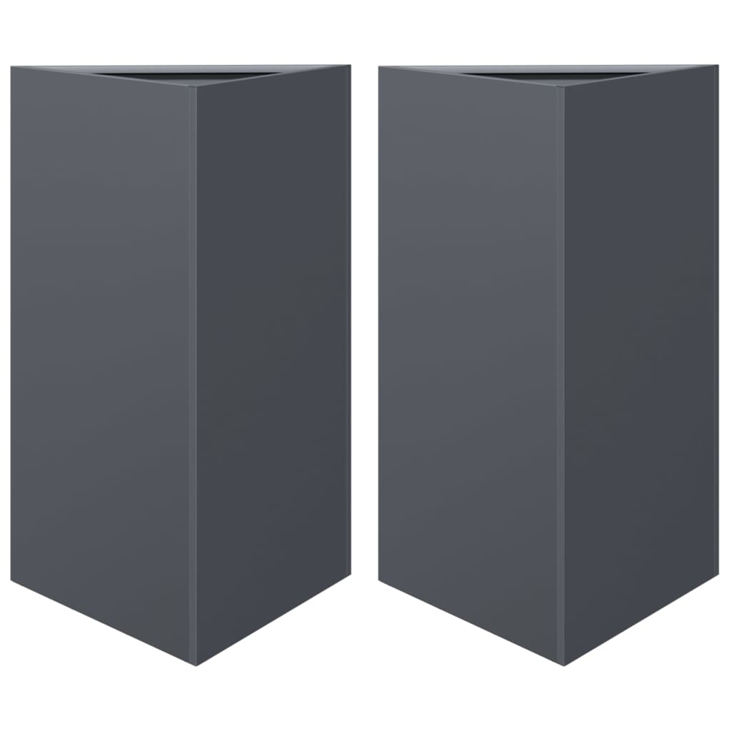 Garden Planters 2 pcs Anthracite Triangular 50x43x75 cm Steel