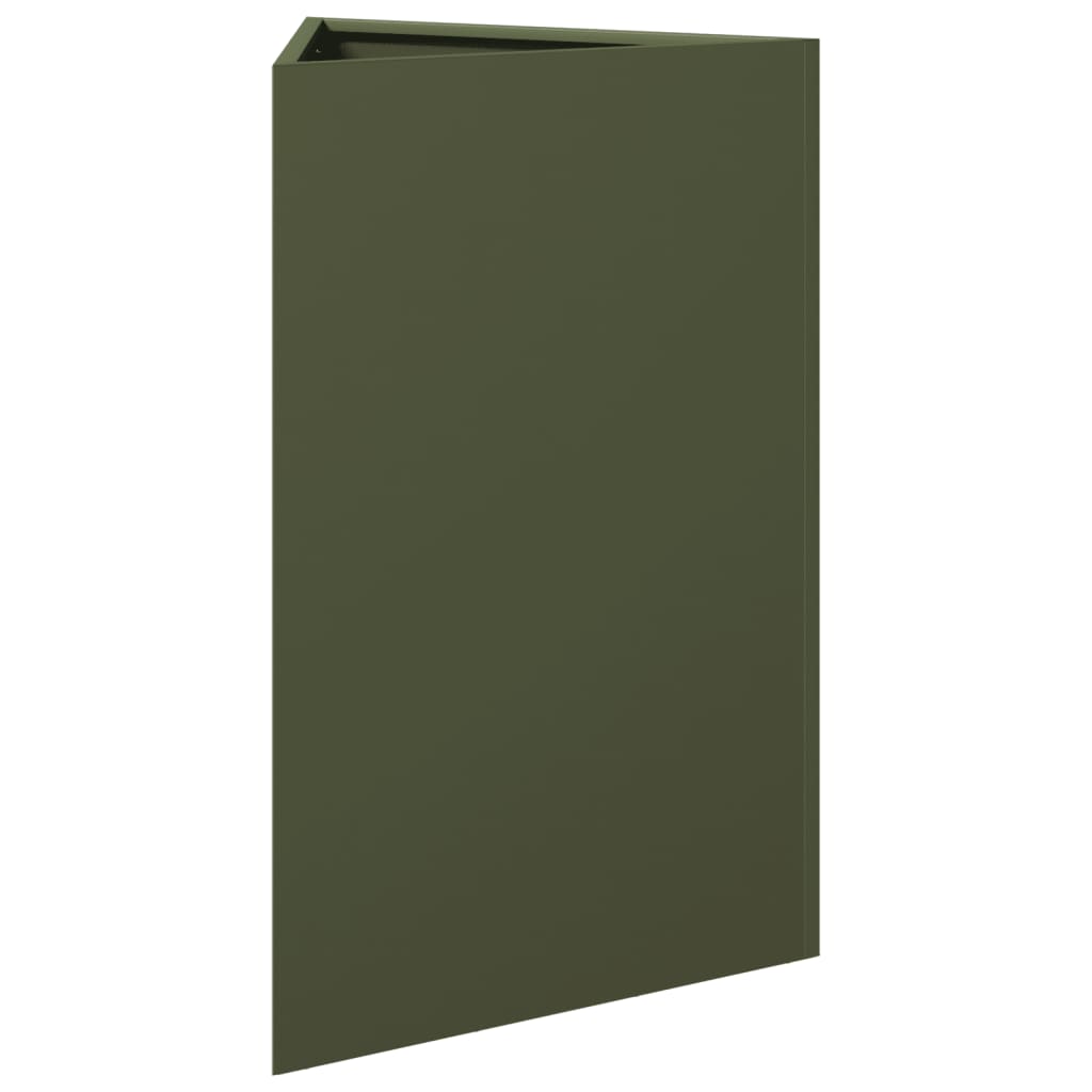 Garden Planter Olive Green Triangular 50x43x75 cm Steel