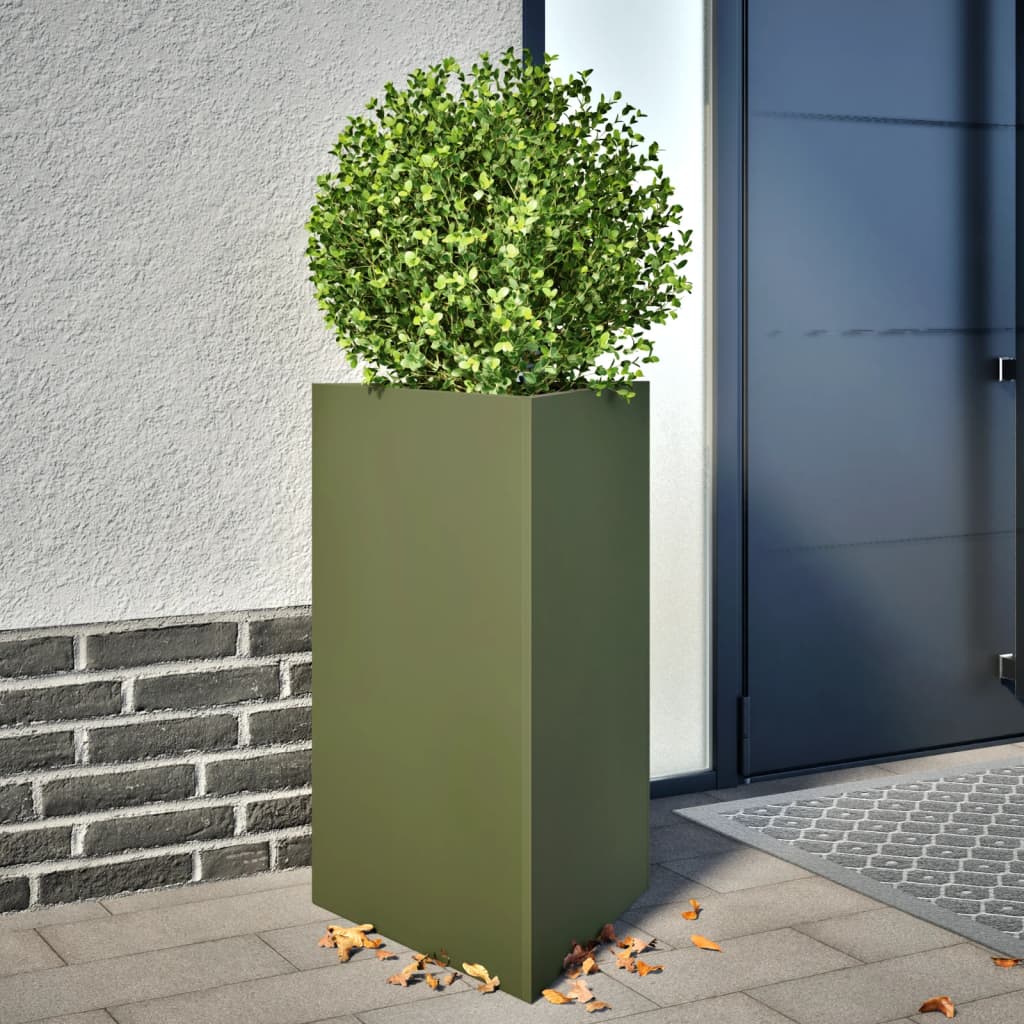 Garden Planter Olive Green Triangular 50x43x75 cm Steel