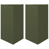 Garden Planters 2 pcs Olive Green Triangular 50x43x75 cm Steel