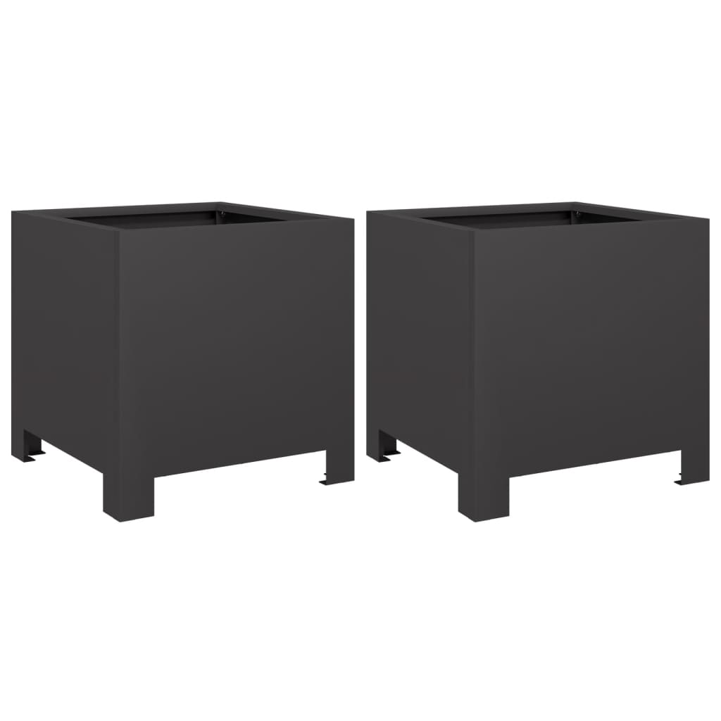 Garden Planters 2 pcs Black 30x30x30 cm Steel