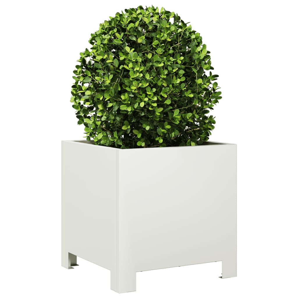 Garden Planters 2 pcs White 30x30x30 cm Steel