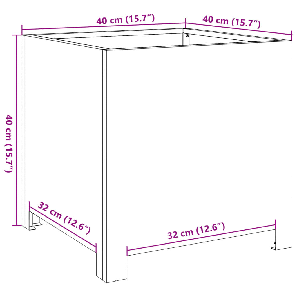 Garden Planter White 40x40x40 cm Steel