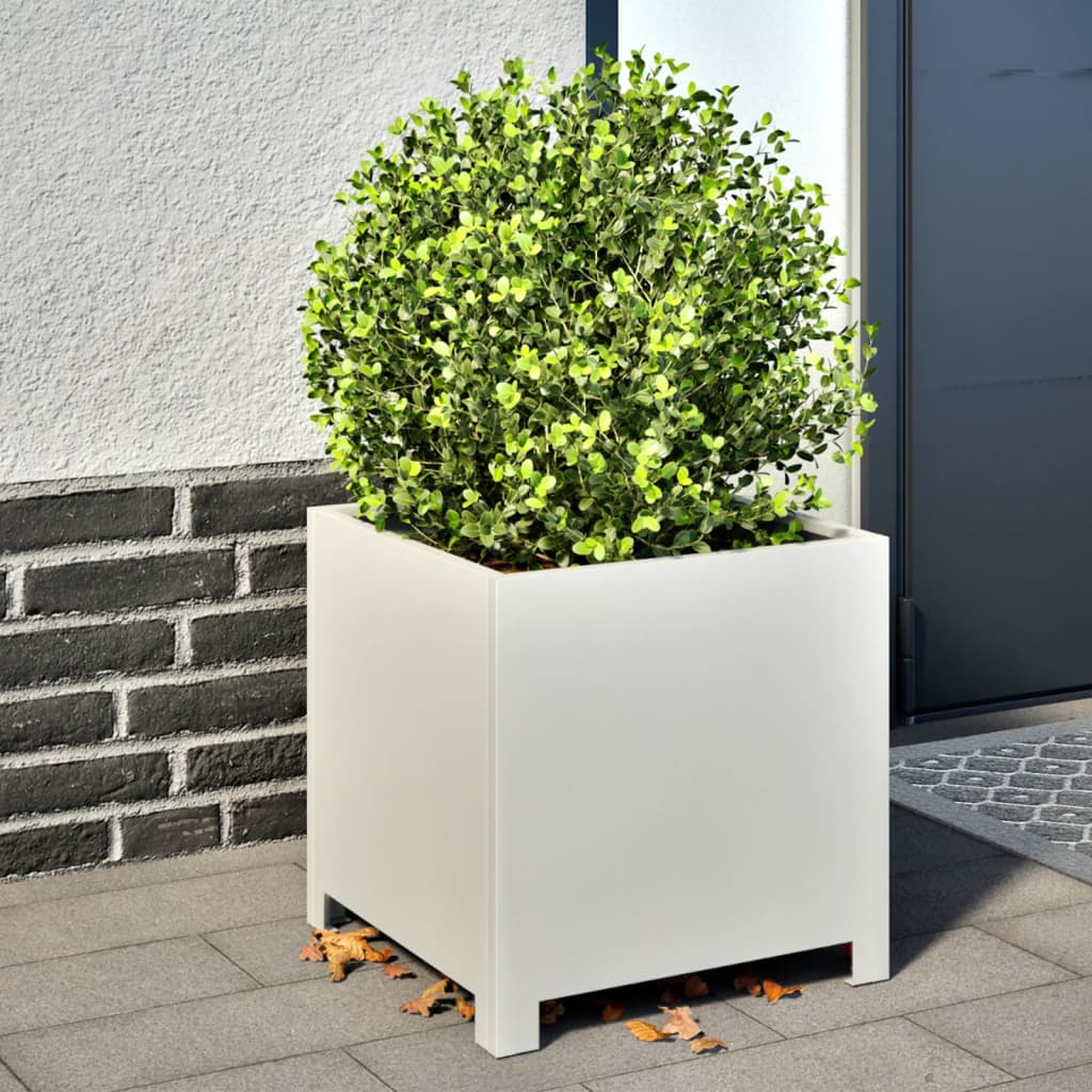 Garden Planter White 40x40x40 cm Steel