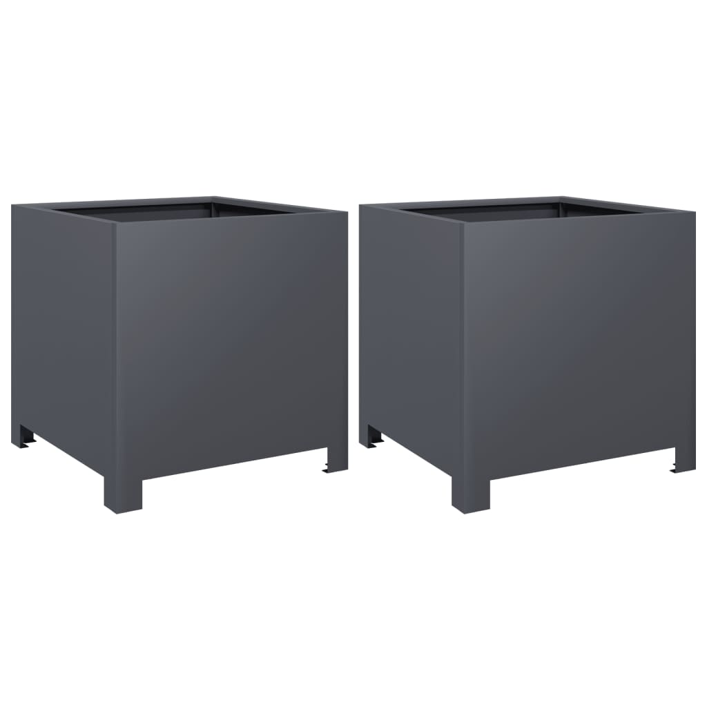 Garden Planters 2 pcs Anthracite 40x40x40 cm Steel