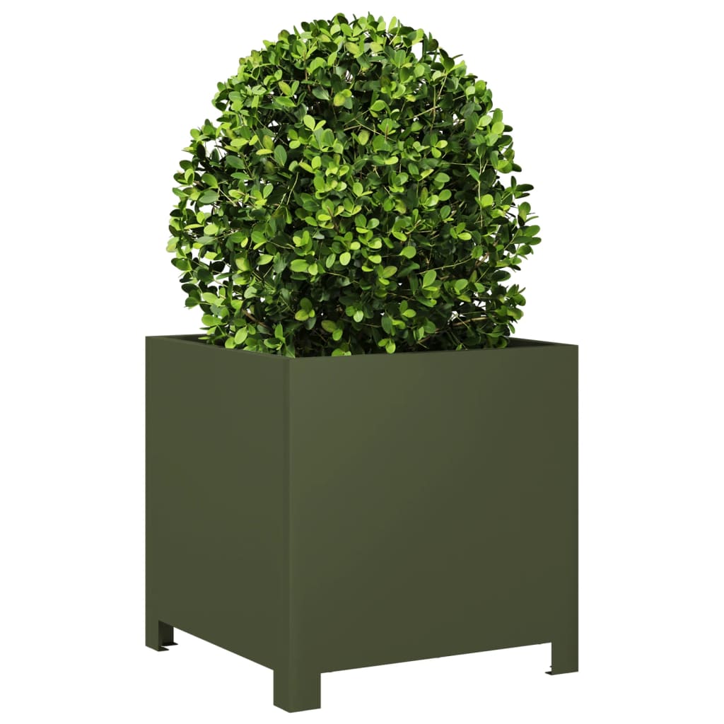 Garden Planter Olive Green 40x40x40 cm Steel