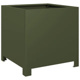 Garden Planters 2 pcs Olive Green 40x40x40 cm Steel