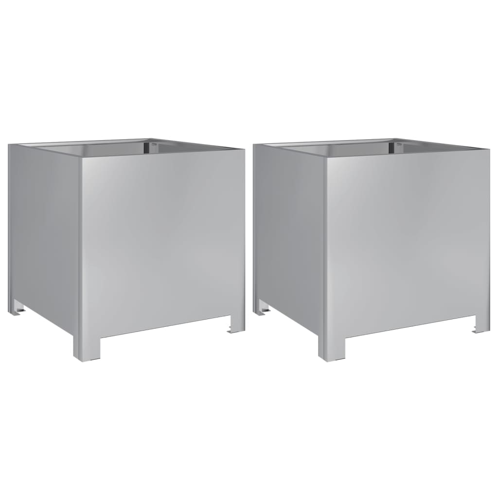 Garden Planters 2 pcs 40x40x40 cm Galvanised Steel