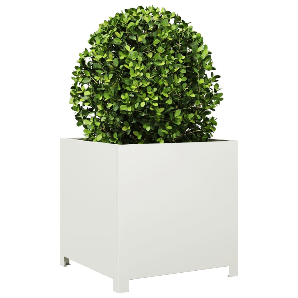 Garden Planter White 50x50x50 cm Steel
