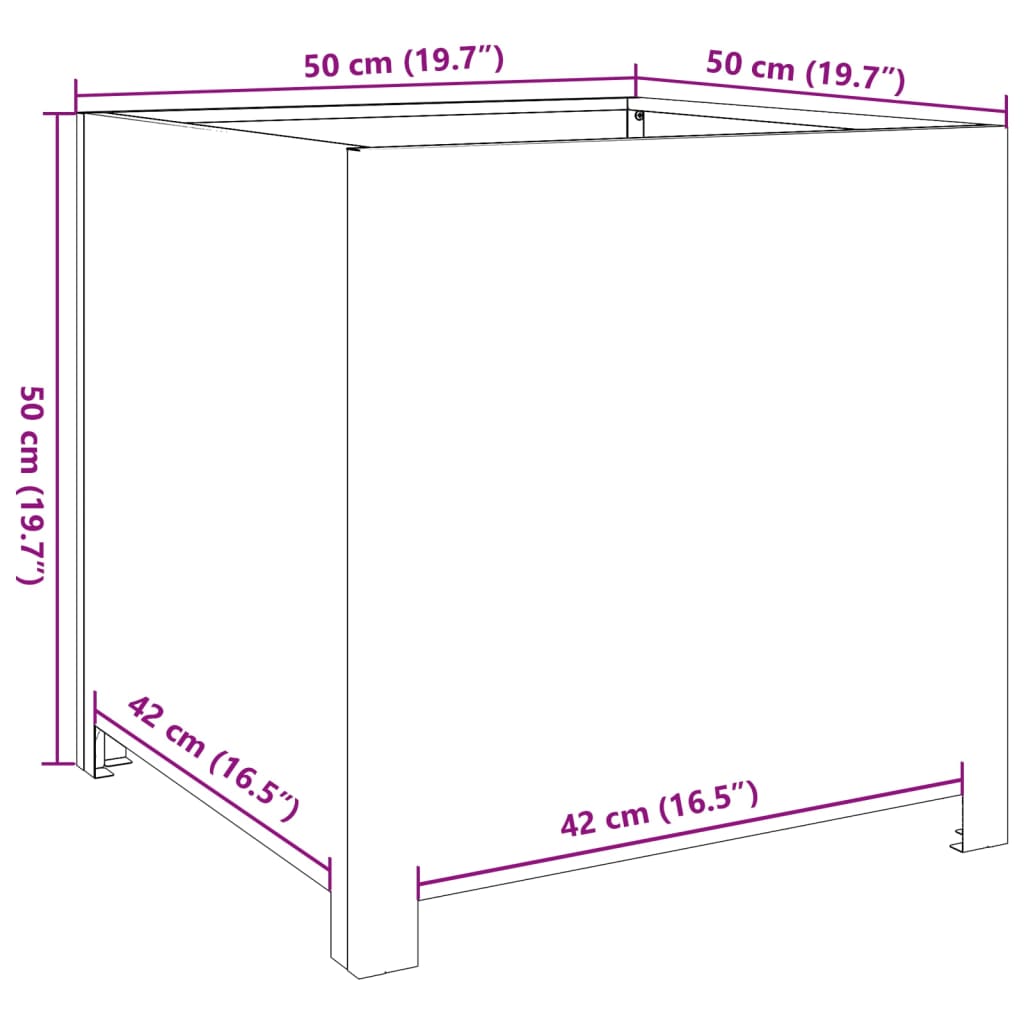 Garden Planter 50x50x50 cm Galvanised Steel