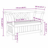 Garden Storage Bench Brown 119 x 76 x 44cm Solid pine wood