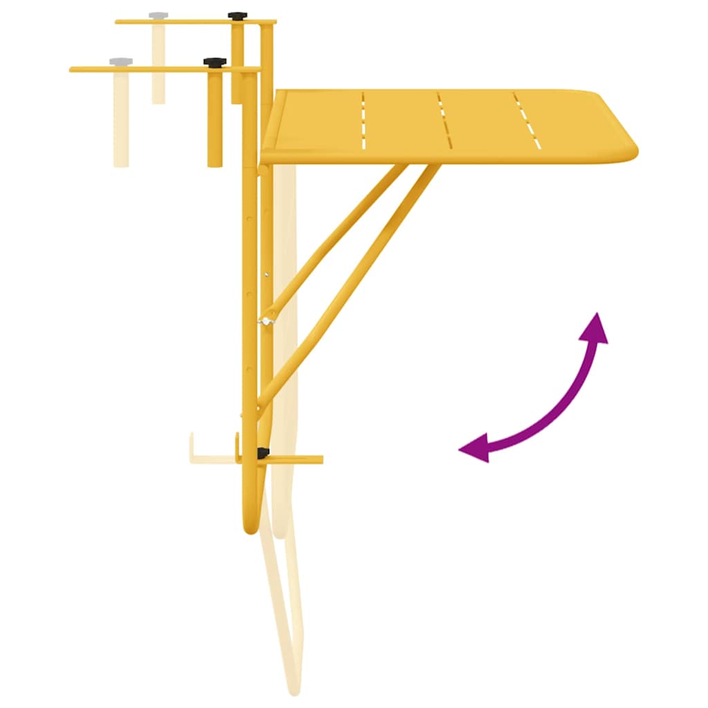 Hanging Balcony Table Mustard 60 x 39 x 65 cm Steel