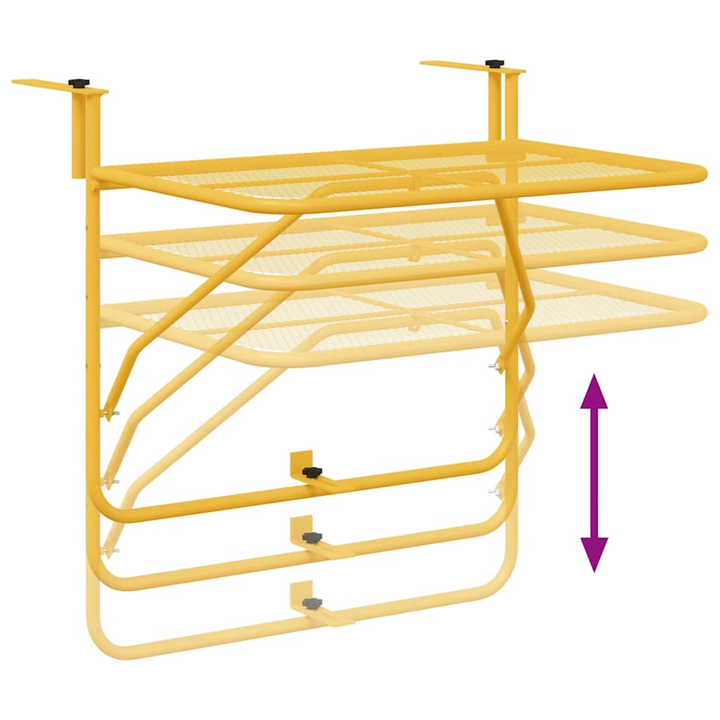 Hanging Balcony Table Mustard 60 x 39 x 65 cm Steel