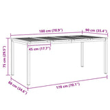 Outdoor Dining Table Brown 180 x 90 x 75 cm Solid acacia wood